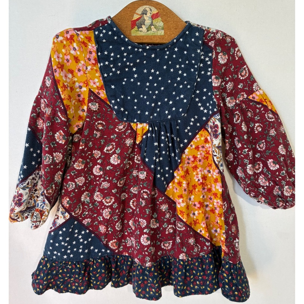 Zara Patchwork Floral Star Print Dress BOHO Fall Toddler Girls